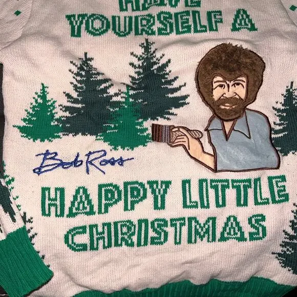 Spencer’s Bob Ross Ugly Christmas Sweater Small - Picture 4 of 4